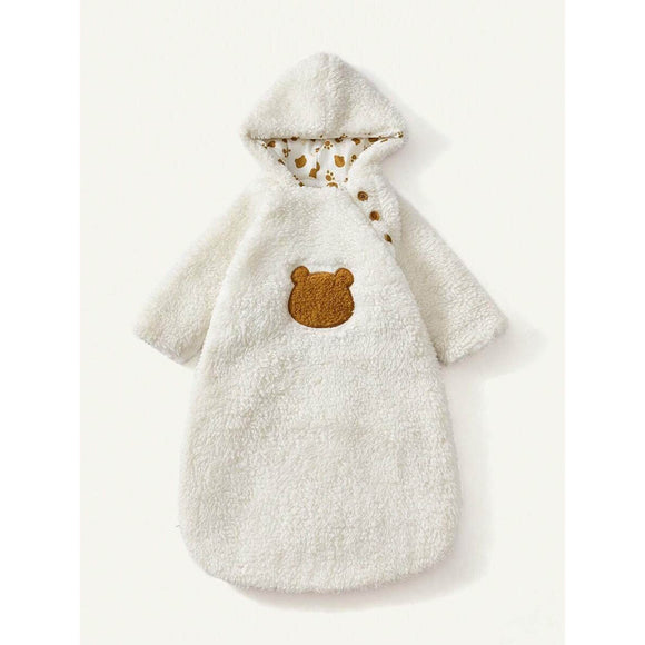Baby Bear Embroidery Hooded Sleeping Bag