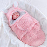 Thickened Fleece Lined Solid Baby Sleeping Bag For Winter Pink