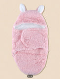 Thickened Fleece Lined Solid Baby Sleeping Bag For Winter Pink