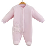 Baby Velvet Footie Romper – Duck Applique Detail