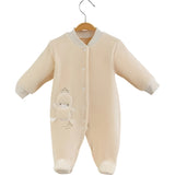 Baby Velvet Footie Romper – Duck Applique Detail