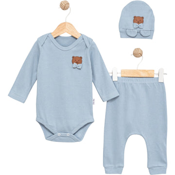 3-Piece Baby Boy Set with Bear & Bows