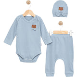 3-Piece Baby Boy Set with Bear & Bows