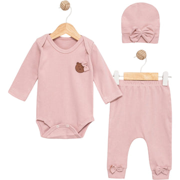 3-Piece Baby Girl Set with Cute Bear & Bows