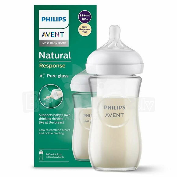 Bottle glass 240ml, teat 1+ months, 1 piece SCY933/01