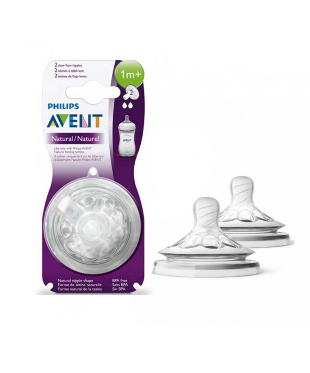 Baby Nipples Natural Teats Slow Holes 1m+ - Main Image