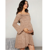 Maternity off shoulder striped dress