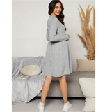 Maternity V-neck Rib-knit Dress