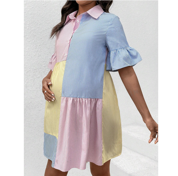 Maternity Striped Shirt Dress