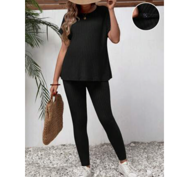 B Maternity Batwing Sleeve Tee & Adjustable Waist Leggings