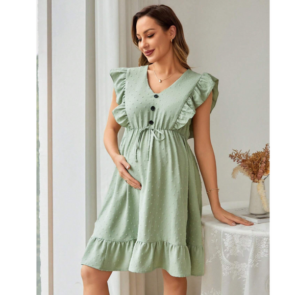Maternity Summer Ruffle Trim Dress