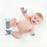 4pcs Baby Wrist Rattle Socks Set - 0-6 Months