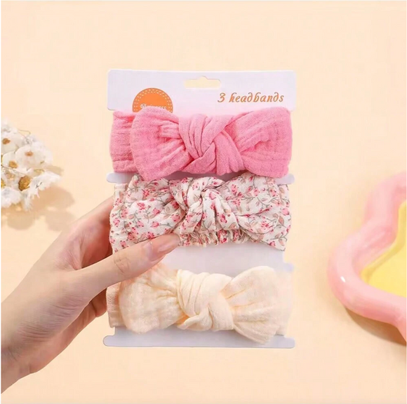 3pcs/Set Floral Fabric Bow Knot Headbands