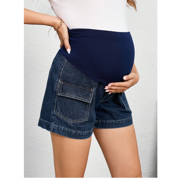Maternity Solid Color Denim Short