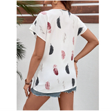 Keyhole Neck Batwing Sleeve Shirt