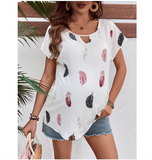 Keyhole Neck Batwing Sleeve Shirt
