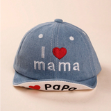 Denim Love Mama &amp; Papa" Soft Brim Sun Hat 1-3y