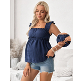 Ruffle Hem Maternity & Nursing Tank Top