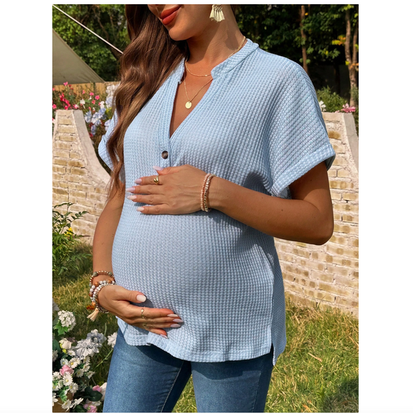 Maternity Cutaway Collar Batwing Sleeve Blouse