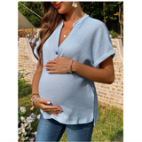 Maternity Cutaway Collar Batwing Sleeve Blouse