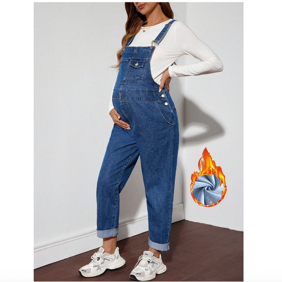 Maternity Jumpsuit Fleece-Lined Jeans