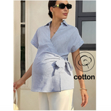 Maternity Striped Batwing Short Sleeve