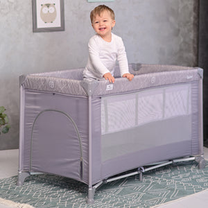 BABY COT TORINO 2 LAYERS GREY STRIPED ELEMENTS