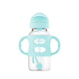 Wide-Neck Sippy Straw Bottle with Handles, 270mL, Gray, 6m+