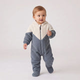 Baby Sherpa Hooded Onesie – Two-Tone Colorblock Footie