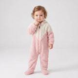 Baby Sherpa Hooded Onesie – Two-Tone Colorblock Footie