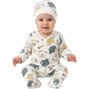 Cute Tropical Elephants Jumpsuit with Hat Set
