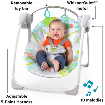 Bright Starts Rainforest Vibes Baby Swing with Toy Bar
