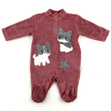 JUMPSUIT...VELVET WITH CAT 0-9m