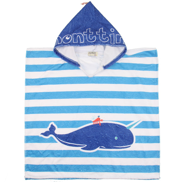 Kids Poncho Beach Towels blue whale