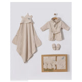 Baby "Little King" Hooded Bathrobe & Towel 4-Piece Gift Set