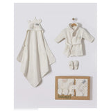 Baby "Little King" Hooded Bathrobe & Towel 4-Piece Gift Set