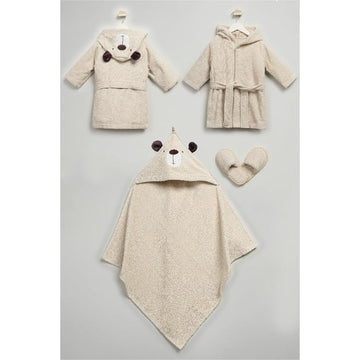 Baby Bear Hooded Bathrobe & Towel Set with Slippers