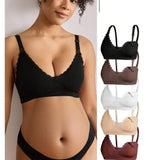 1 pcs Seamless Nursing Bra with Lace Trim