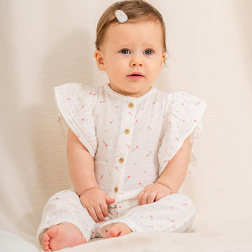 Crispy Patterned Muslin Overalls 3-6/6-9/9-12/18-24 MONTH