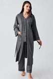 Striped Maternity & Nursing Robe Pajama Set