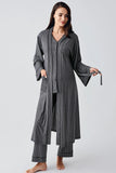 Striped Maternity & Nursing Robe Pajama Set