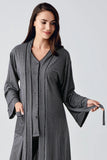Striped Maternity & Nursing Robe Pajama Set