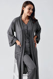 Striped Maternity & Nursing Robe Pajama Set