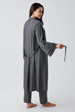 Striped Maternity & Nursing Robe Pajama Set