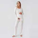 Floral Ribbed Maternity & Nursing Pajama Set