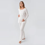 Floral Ribbed Maternity & Nursing Pajama Set