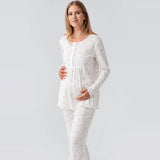 Floral Ribbed Maternity & Nursing Pajama Set