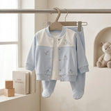 Baby Bird Embroidered Cardigan & Footed Pants Set