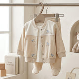 Baby Bird Embroidered Cardigan & Footed Pants Set