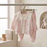 Baby Bird Embroidered Cardigan & Footed Pants Set